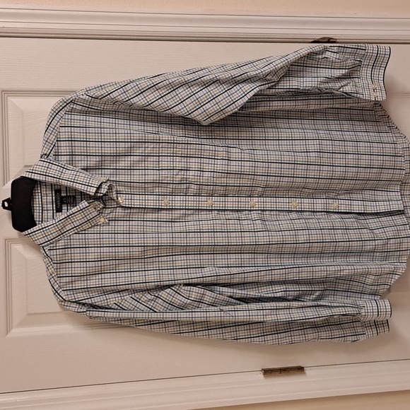 Van Heusen Other - Van Heusen Long Sleeve Button-Front Shirt, Blue, Yellow, White, Black Stripes